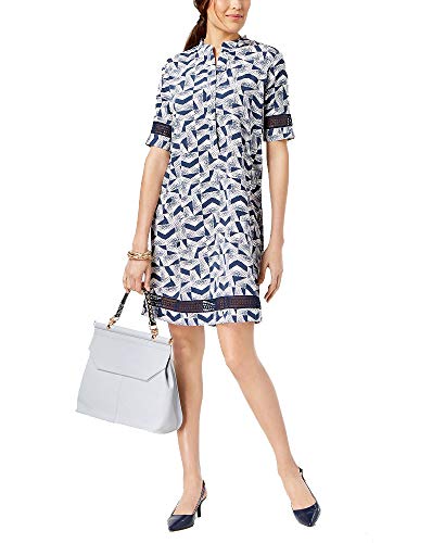 Alfani Petite Printed Crochet Trim Dress