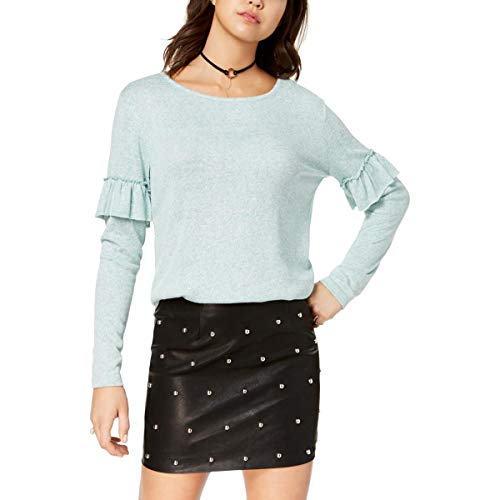 Ultra Flirt Juniors Ruffle Trimmed Marled T-Shirt