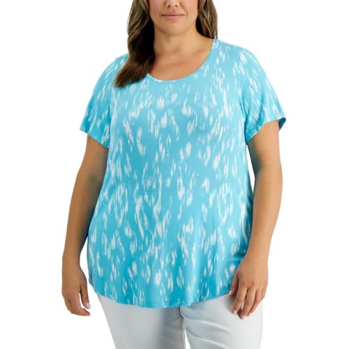 JM Collection Plus Size Wispy Print Top