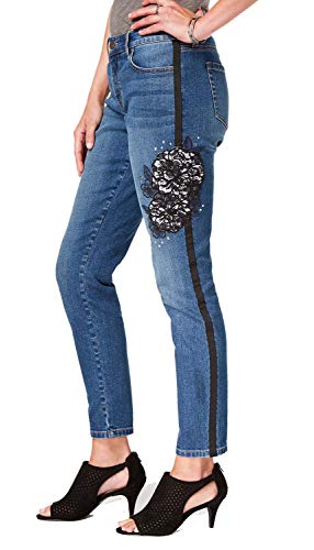 Lace-Detail Studded Jeans