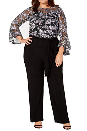 NY Collection Plus Petite Plus Size Illusion Floral Print Jumpsuit