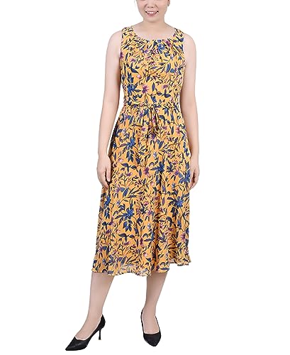 Petite Sleeveless Chiffon Belted Dress