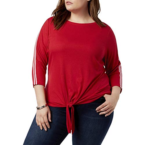 Plus Size Tie Front Ribbed Top