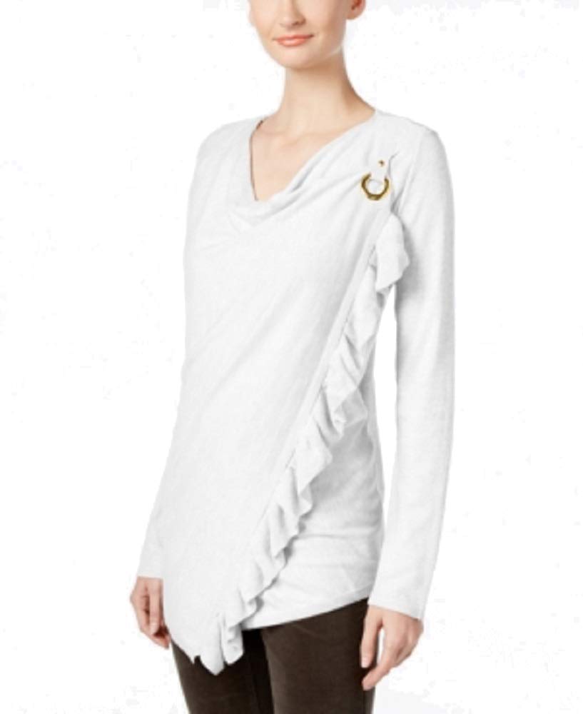 INC International Concepts Petite Ruffled Draped Sweater