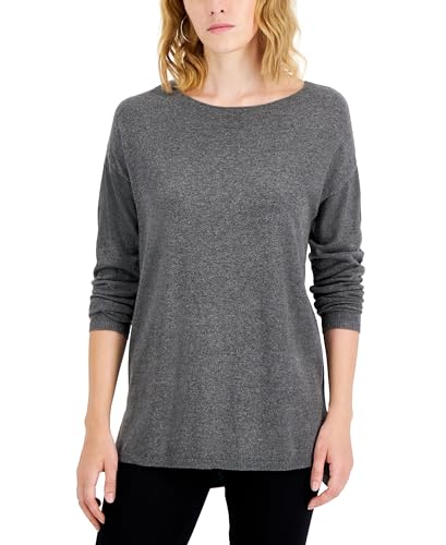International Concepts Womens Step Hem Long Sleeve Boatneck Sweater