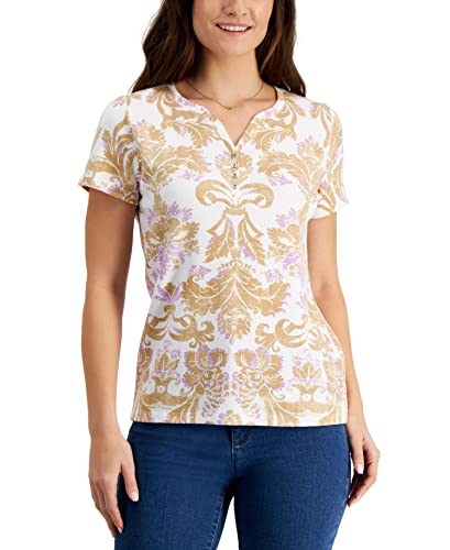 Karen Scott Printed Henley Top