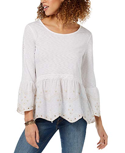 Style & Co Petite Embroidered Peplum Top