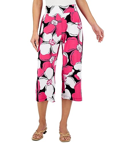 JM Collection Petite Cropped Floral Print Lounge Pants