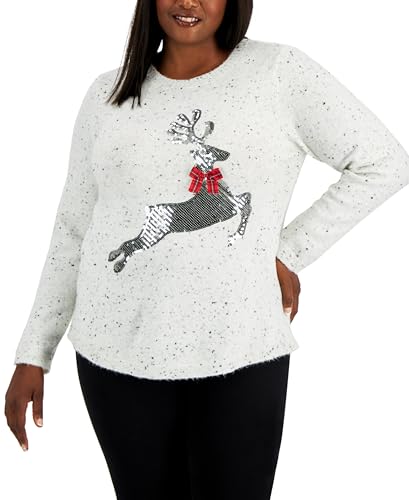 Plus Size Sequined Reindeer Sweater