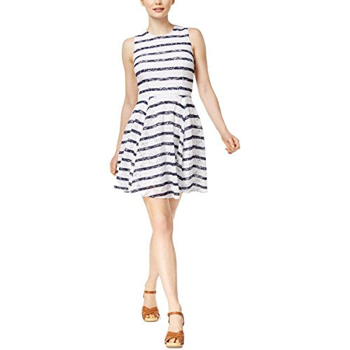 Maison Jules Striped Lace Fit Flare Dress