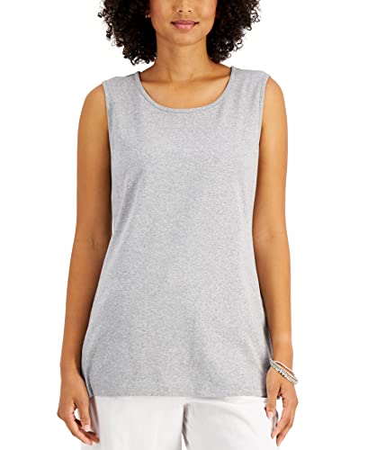Karen Scott Womens Short Sleeve Cotton Tunic Tank Top