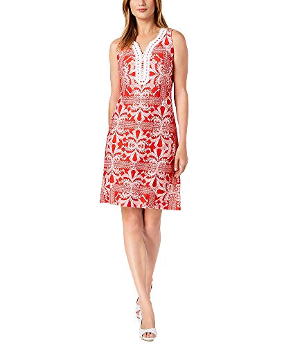 Charter Club Petite Crochet Trim Printed Dress