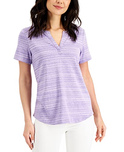 Karen Scott Split Neck Space Dyed Top