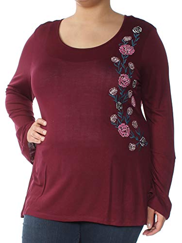 NY Collection Bell Sleeve Embroidered Top