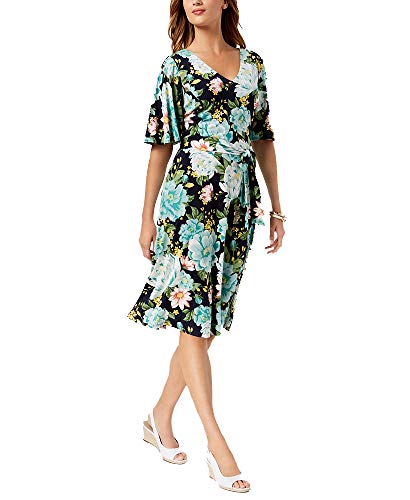 Charter Club Petite Floral Print Flutter Sleeve Dress