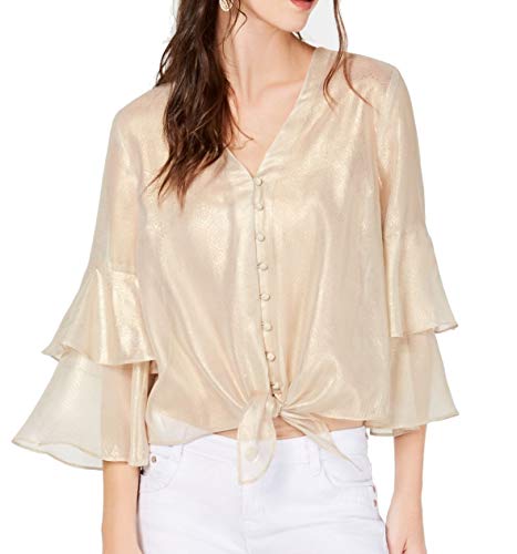 Metallic Tiered Sleeve Blouse