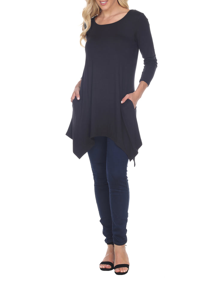 White Mark Womens Solid Color Tunic Top