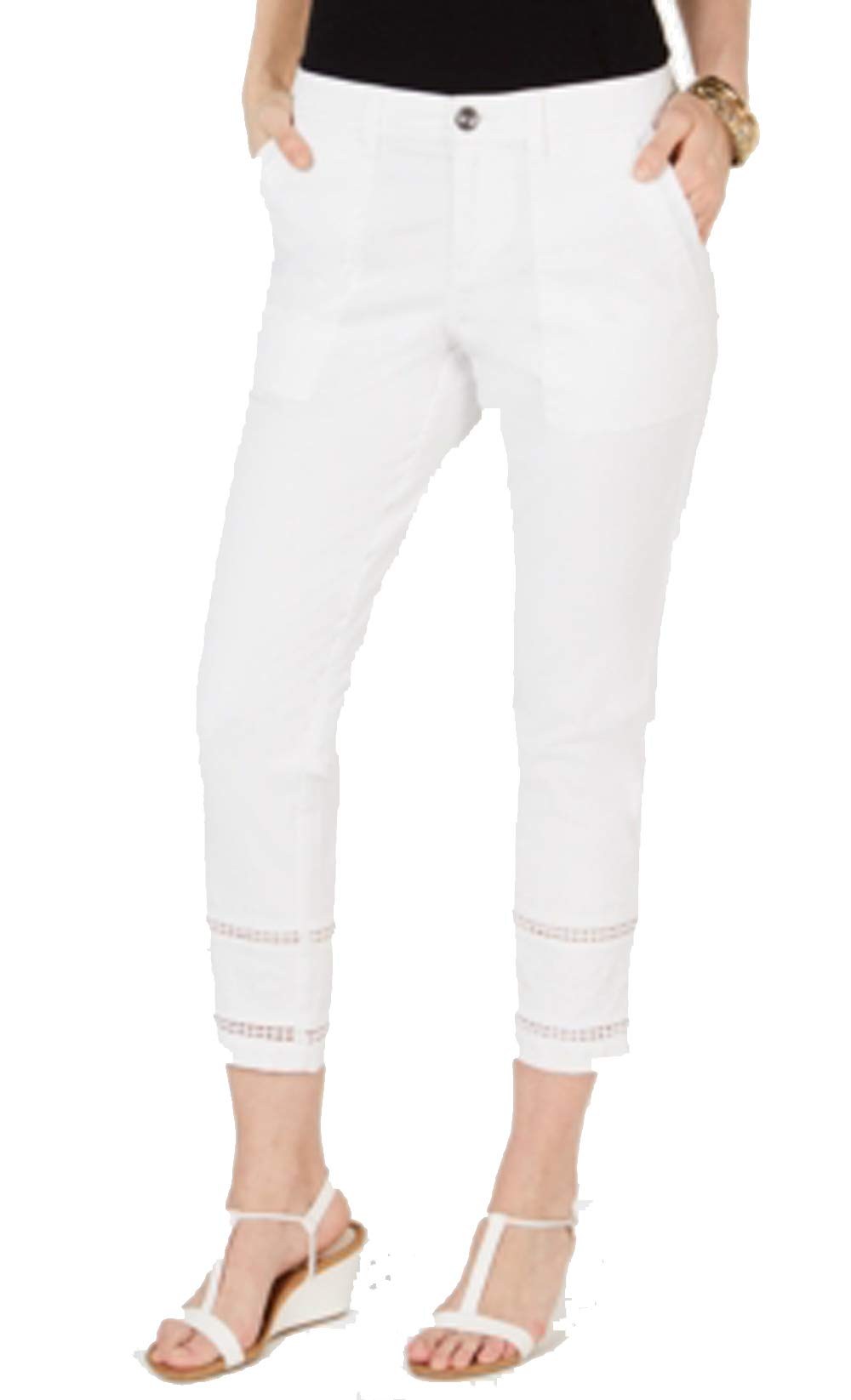 Embroidered-Hem Capri Pants