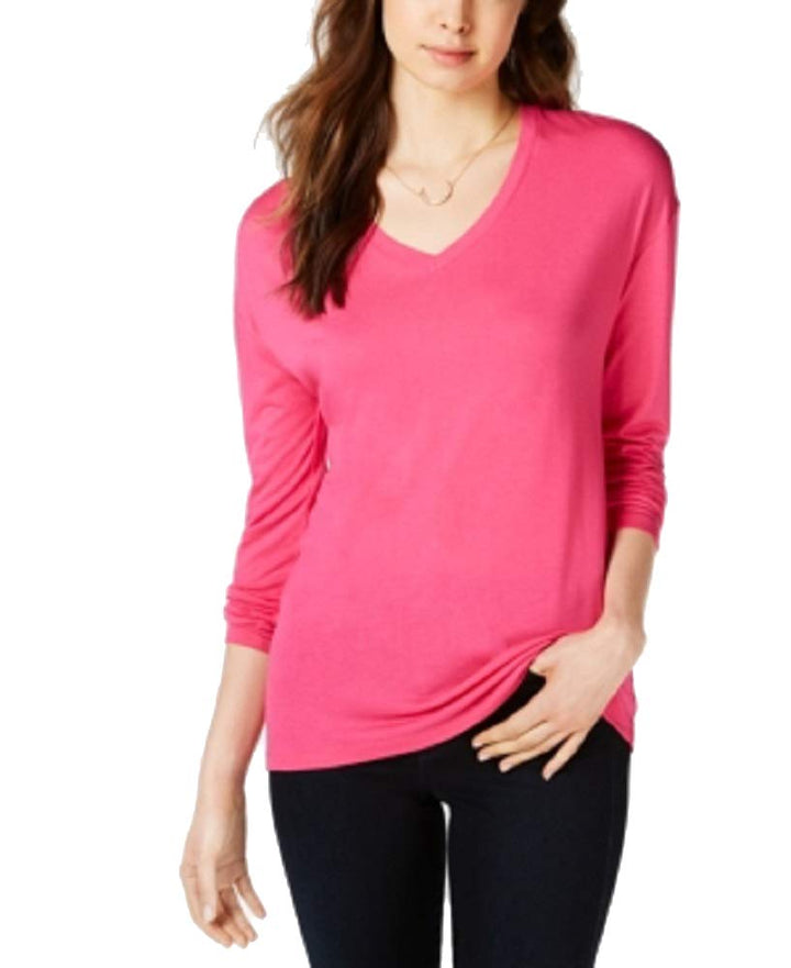 Dropped Shoulder V-Neck Jersey Top