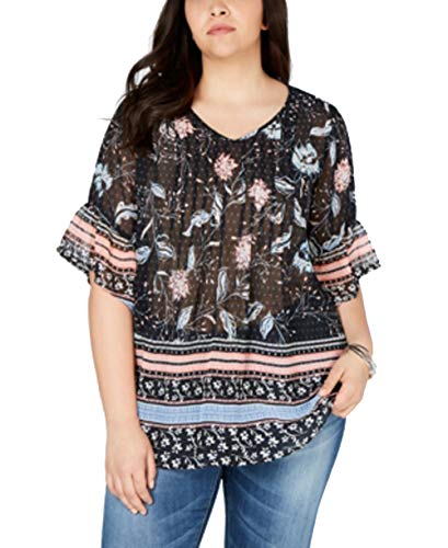 Plus Size Printed Pintucked Blouse