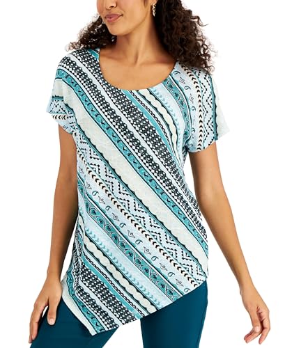 JM Collection Printed Asymmetrical Top