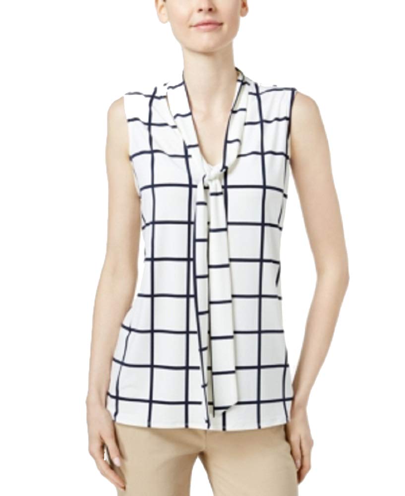 Charter Club Petite Printed Tie-Neck Top