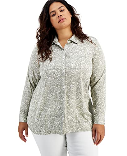 INC International Concepts Plus Size Paisley Print Shirt
