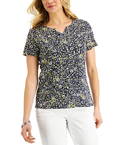 Karen Scott Womens Ditsy Dream Floral Print Top