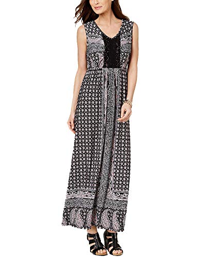 Style & Co Petite Printed Crochet Maxi Dress