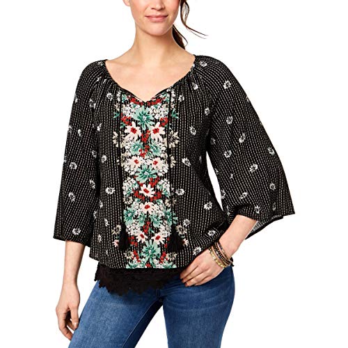 Style & Co Lace Hem Peasant Top