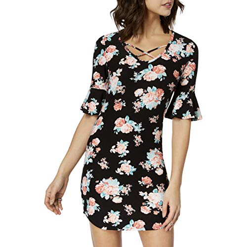 Juniors' Printed Ruffle-Sleeved Dress