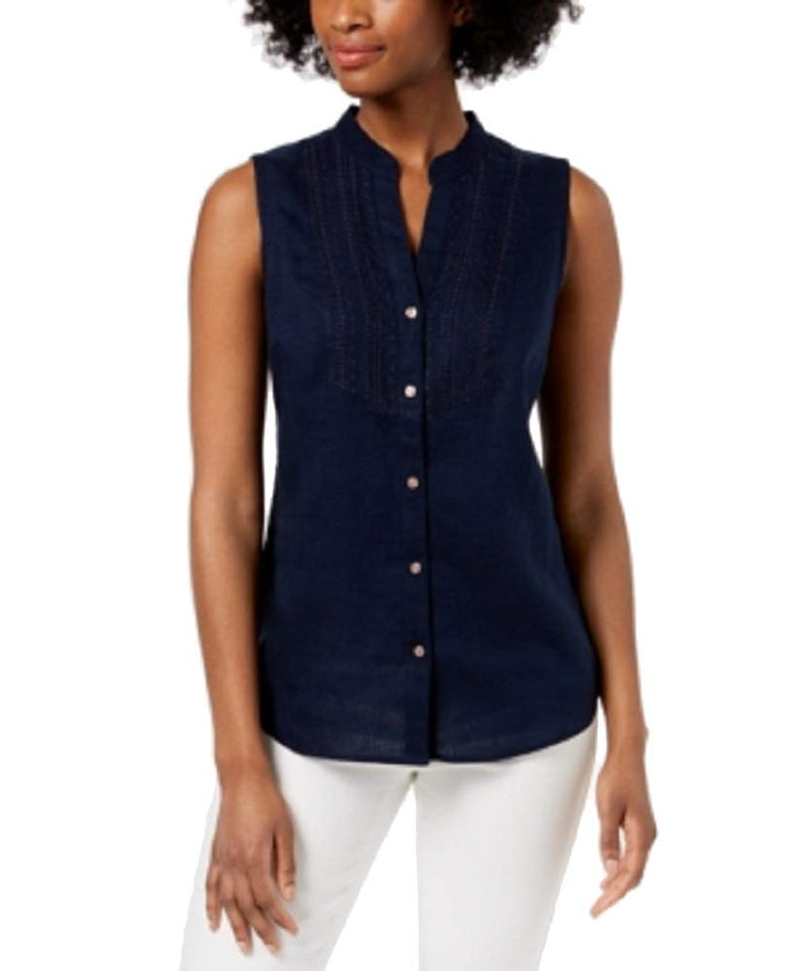 Charter Club Linen Embroidered Shirt