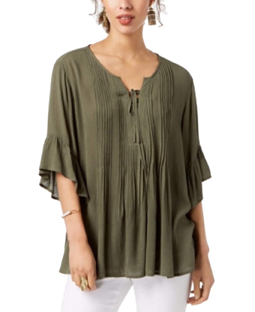 Style & Co Ruffled Lace Up Top