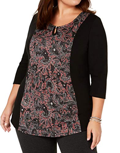 NY Collection Plus Size Scroll Print Top