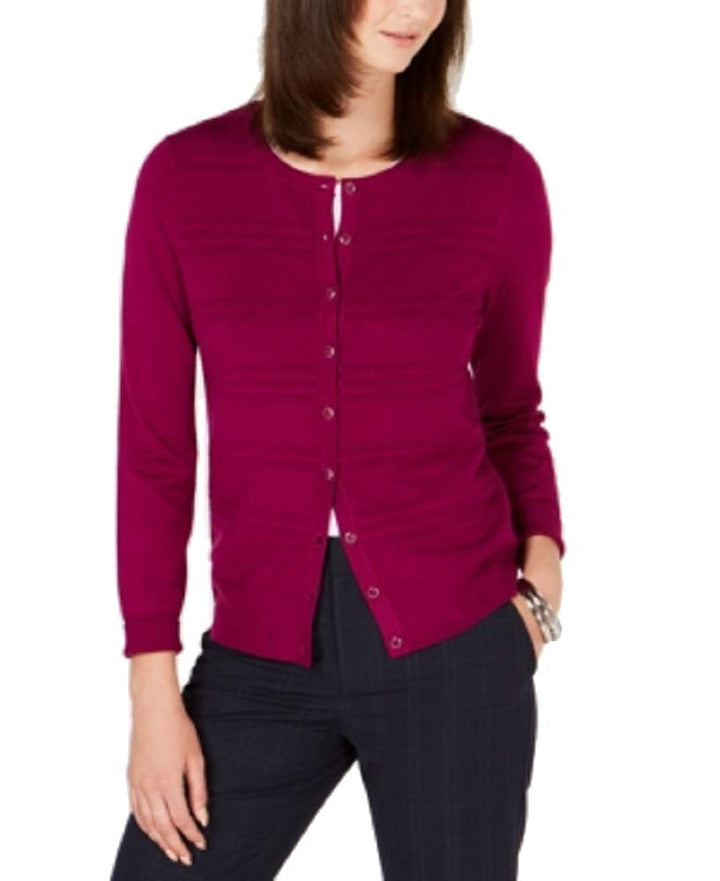 Charter Club Textured Cardigan Autumn Berry XS