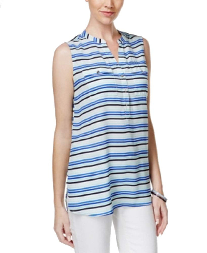 Charter Club Petite Sleeveless Striped Tunic