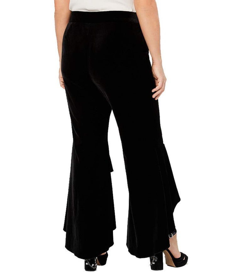 Plus Size Tulip Hem Velvet Bootcut Pants