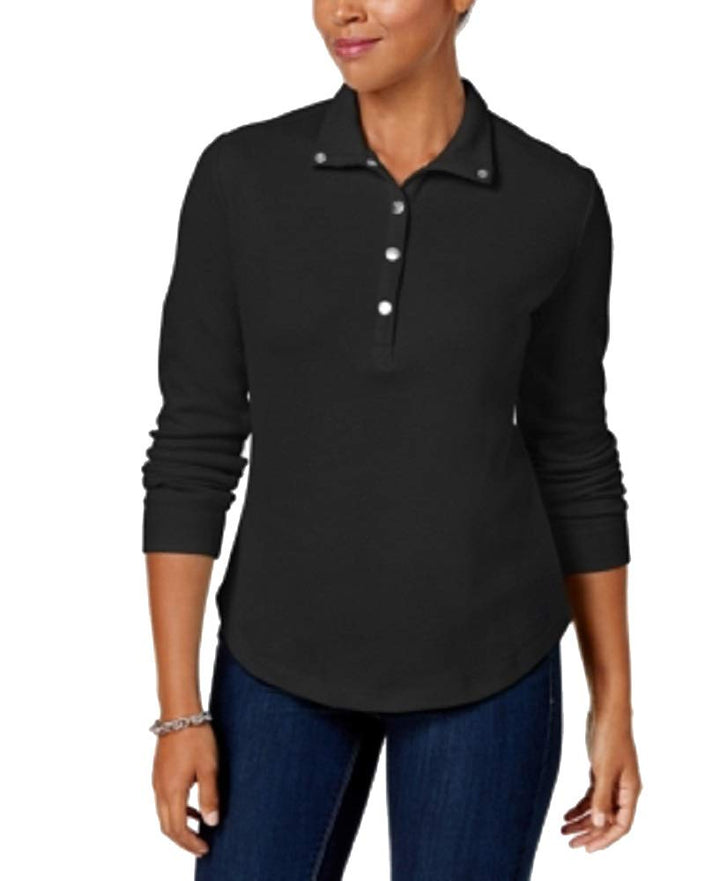 Karen Scott Snap Front Polo Shirt