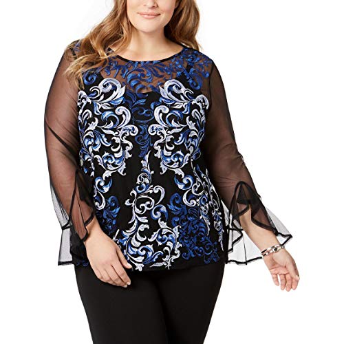 Plus Size Embroidered Mesh Top