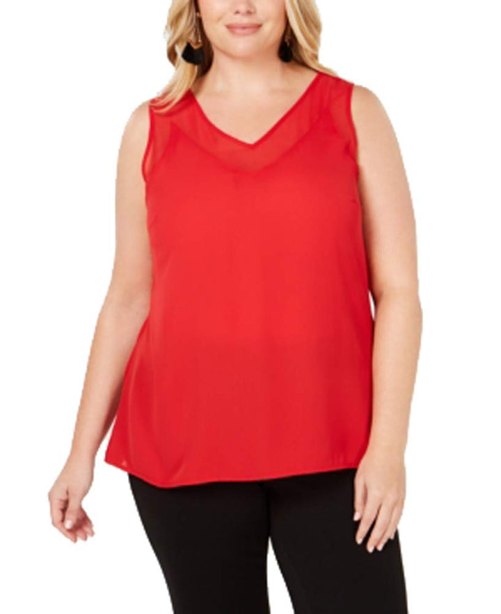 INC Plus Size Sheer-Trim Tank