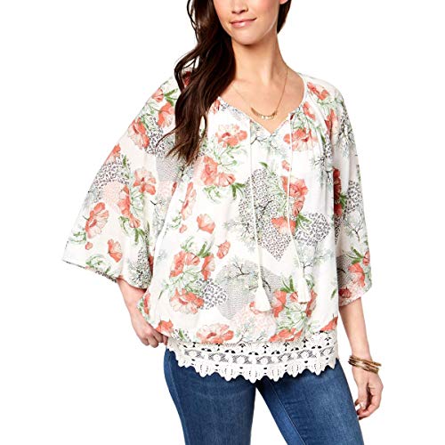 Style & Co Lace Hem Peasant Top