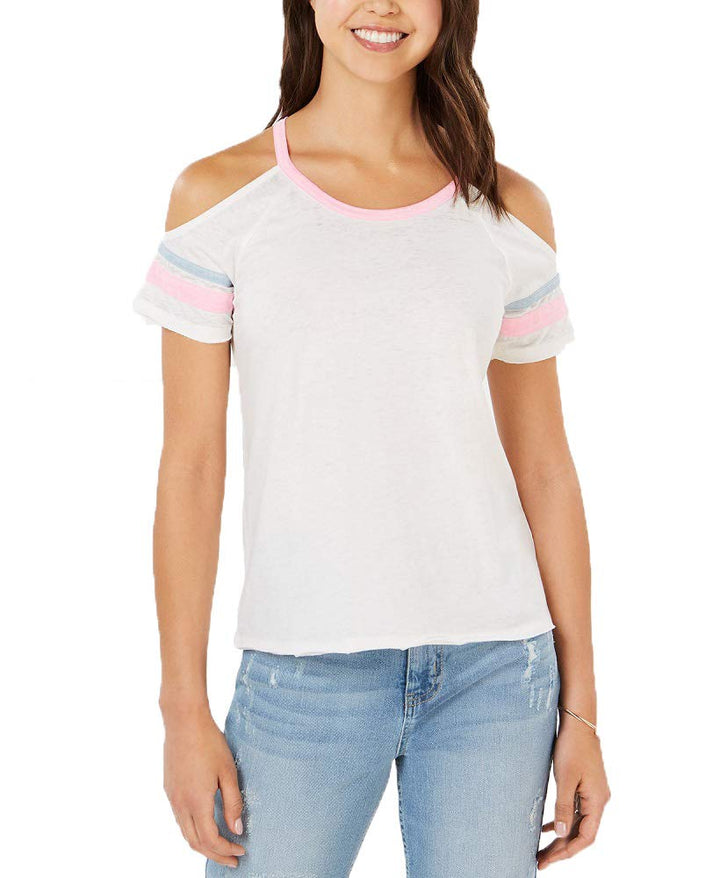 Juniors' Cold-Shoulder Football T-Shirt