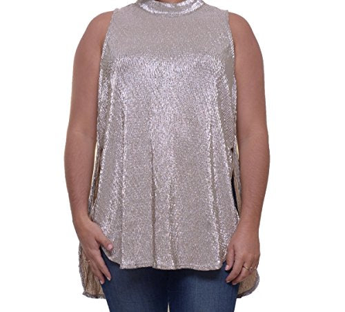 Bar III Metallic Mock Neck Top