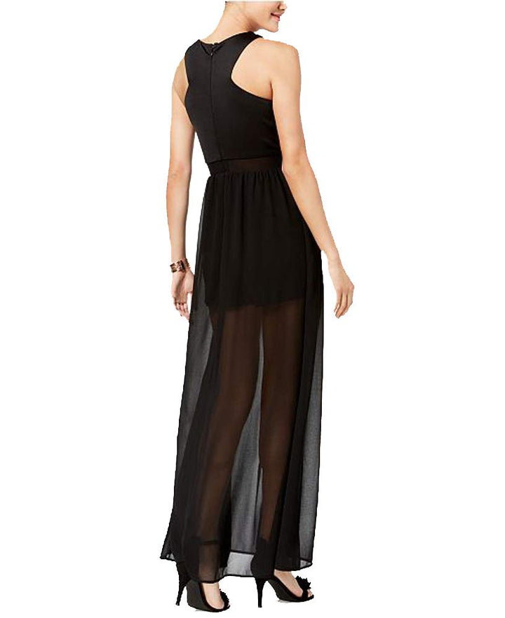 As U Wish Juniors Mesh Maxi Overlay Dress