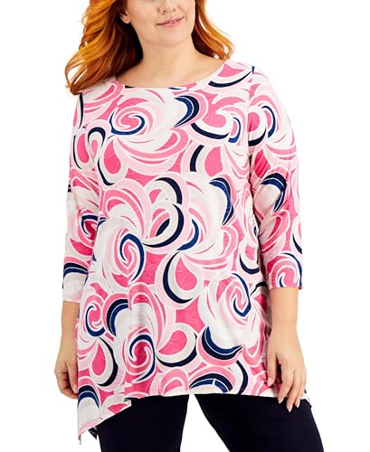 JM Collection Womens Printed Jacquard Top