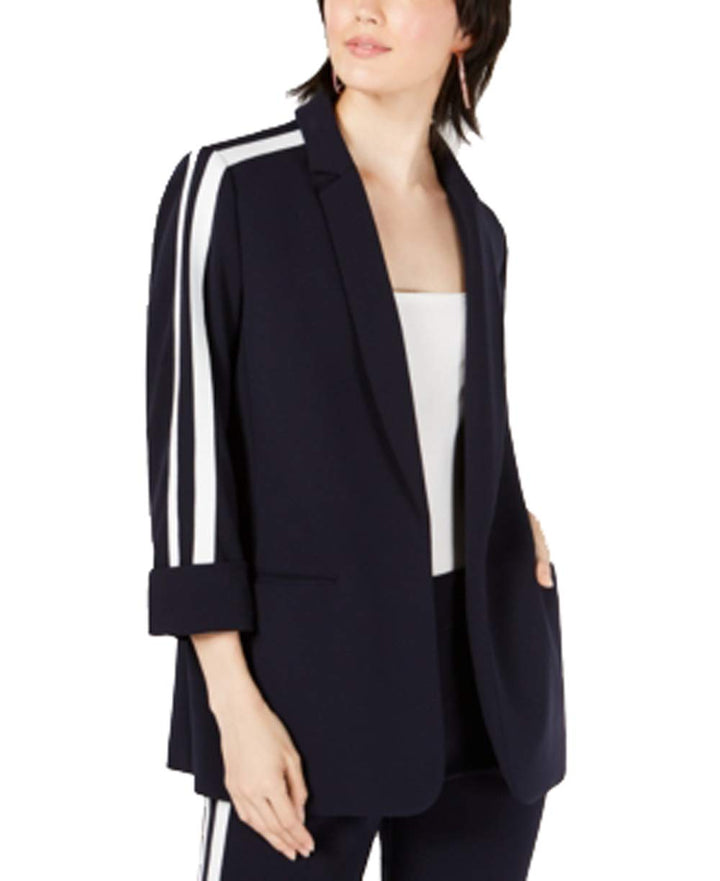 Varsity-Stripe Open-Front Jacket