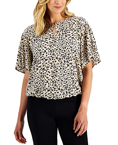 JM Collection Womens Printed Flutter Top