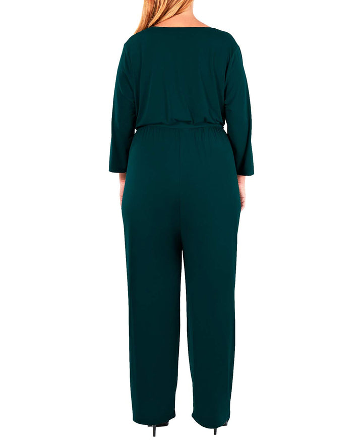 Plus Size Surplice Wide-Leg Jumpsuit