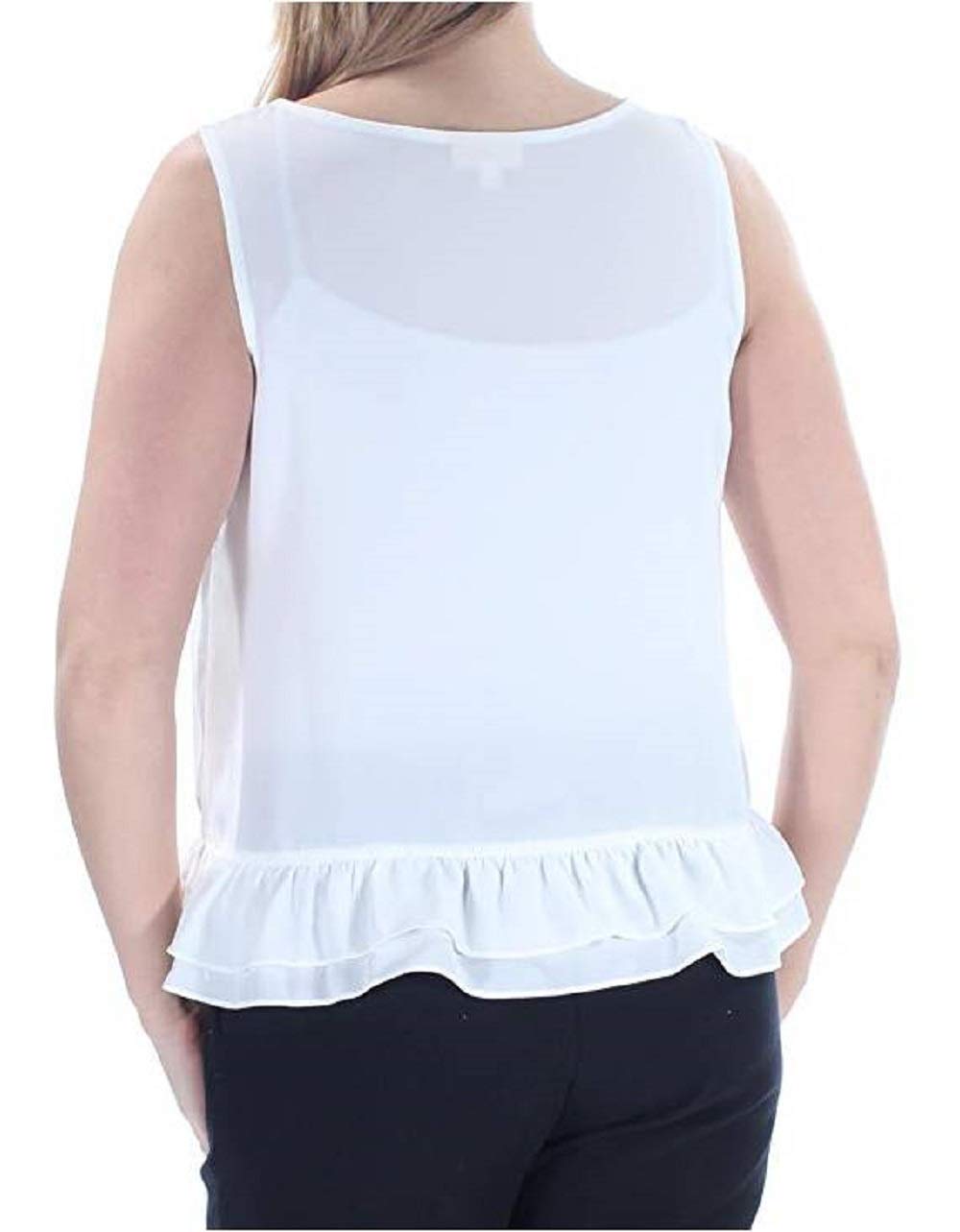 Maison Jules Womens Ruffled Sleeveless Blouse