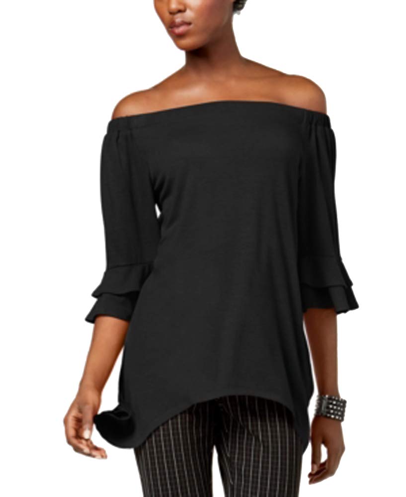 NY Collection Off The Shoulder Hankderchief Hem Top